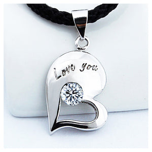 Sweet Couple Heart Pendant with Necklace