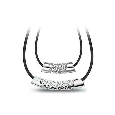 925 Sterling Silver Hollow Printed Couple Necklace