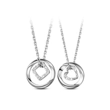 Load image into Gallery viewer, 925 Sterling Silver Square Heart-shaped Couple Pendant with  Necklace