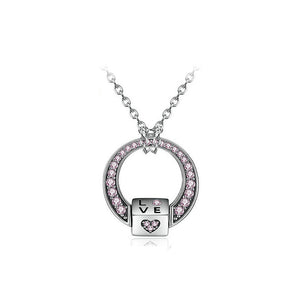925 Sterling Silver Couple Pendant with Austrian Element Crystal and Necklace
