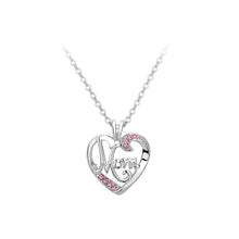 Load image into Gallery viewer, Mother Heart Pendant with Rose Red Austrian Element Crystal and Necklace
