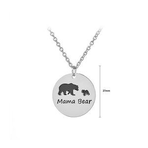 Simple Mother and Child Bear Round Pendant with Necklace