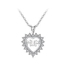 Load image into Gallery viewer, Simple Mothers Heart Pendant with White Austrian Element Crystal and Necklace