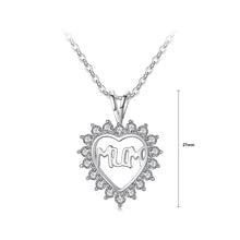 Load image into Gallery viewer, Simple Mothers Heart Pendant with White Austrian Element Crystal and Necklace