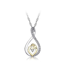 Load image into Gallery viewer, Two-tone Mother Drop Shaped Pendant with White Cubic Zircon and Necklace