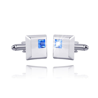 High-end Father Square Cufflinks with Blue Austrian Element Crystal