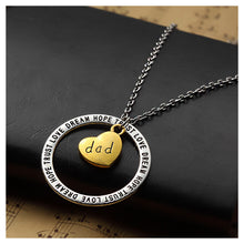 Load image into Gallery viewer, Simple Hollow Round Father Heart Pendant with Necklace