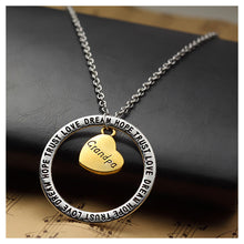 Load image into Gallery viewer, Simple Hollow Circular Grandpa Heart Pendant with Necklace