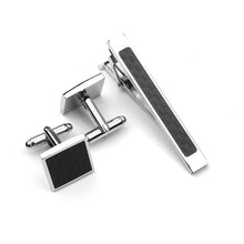Load image into Gallery viewer, Fashion Father Black Square Tie Clip and Cufflinks