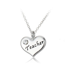 Load image into Gallery viewer, Simple Teacher Heart Pendant with Austrian Element Crystal and Necklace