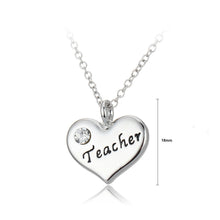 Load image into Gallery viewer, Simple Teacher Heart Pendant with Austrian Element Crystal and Necklace