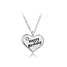 Load image into Gallery viewer, Simple Happy Birthday Heart Pendants with Austrian Element Crystal and Necklace