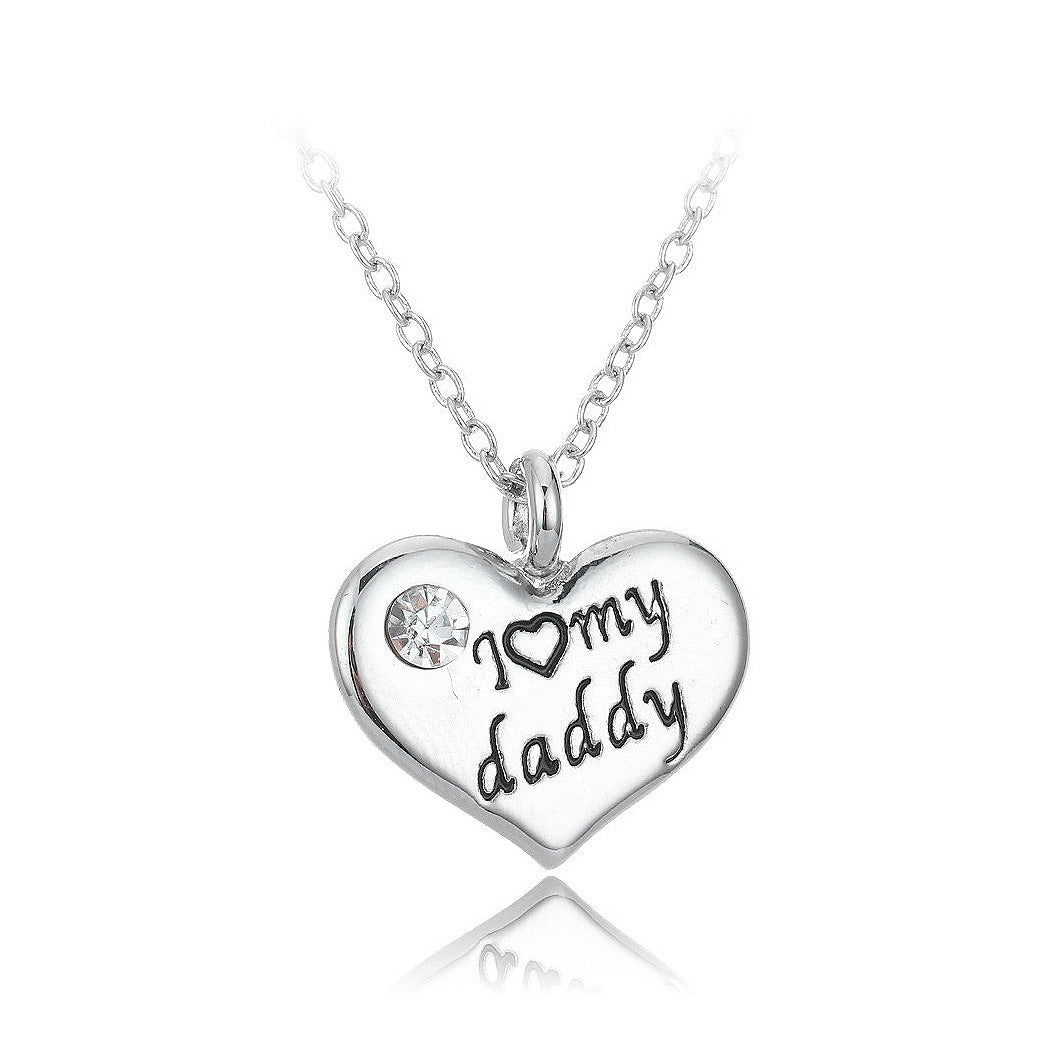 Simple I Love My Dad Heart Pendant with Necklace