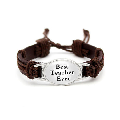 Fashion Teacher Brown Hand-knit Leather Bracelet
