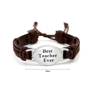 Fashion Teacher Brown Hand-knit Leather Bracelet