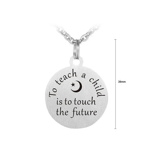 Fashion Dual-use Teacher Round Pendant Necklace and Key Ring
