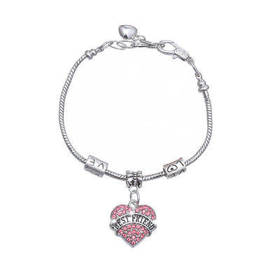 Fashion Best Friend Love Bracelet with Pink Austrian Element Crystal