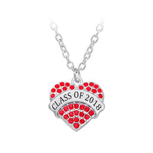 Load image into Gallery viewer, Graduating Student Heart Pendant with Red Austrian Element Crystal and Necklace