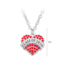 Load image into Gallery viewer, Graduating Student Heart Pendant with Red Austrian Element Crystal and Necklace