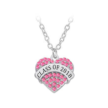 Load image into Gallery viewer, Graduation Student Heart Pendant with Pink Austrian Element Crystal and Necklace