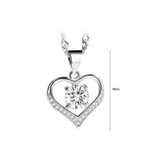 Load image into Gallery viewer, 925 Sterling Silver Valentine&#39;s Day Heart Pendant with White Cubic Zircon and Necklace