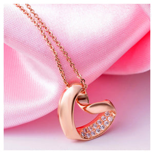 Pated Rose Gold Valentine's Day Heart Pendant with Necklace
