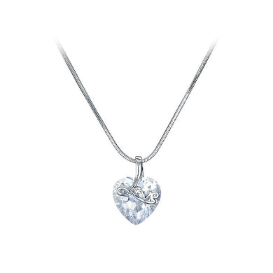 Simply Valentine Heart Pendant with White Austrian Element Crystal and Necklace