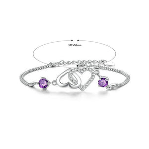 Sweet Valentine Heart Bracelet with Purple Austrian Element Crystal