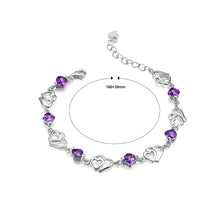 Load image into Gallery viewer, Sweet Valentine Double Heart Bracelet with Purple Austrian Element Crystal