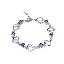 Load image into Gallery viewer, Valentine&#39;s Heart Bracelet with Purple Austrian Element Crystal