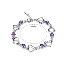 Load image into Gallery viewer, Valentine&#39;s Heart Bracelet with Purple Austrian Element Crystal