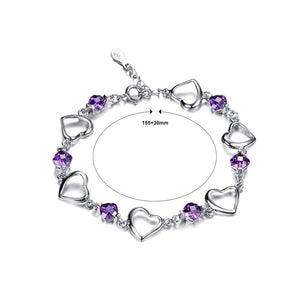 Valentine's Heart Bracelet with Purple Austrian Element Crystal