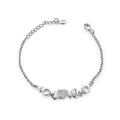 Valentine Love Bracelet with White Austrian Element Crystal