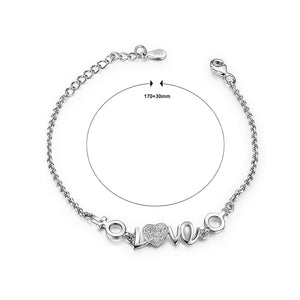 Valentine Love Bracelet with White Austrian Element Crystal