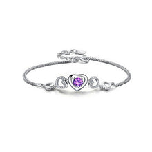 Load image into Gallery viewer, Sweet Valentine Heart Bracelet with Purple Austrian Element Crystal