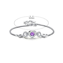 Load image into Gallery viewer, Sweet Valentine Heart Bracelet with Purple Austrian Element Crystal