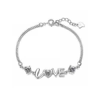 Fashion Valentine Love Bracelet with White Austrian Element Crystal