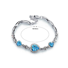Load image into Gallery viewer, Valentine Heart Bracelet with Blue Austrian Element Crystal