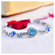 Load image into Gallery viewer, Valentine Heart Bracelet with Blue Austrian Element Crystal