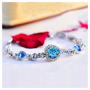 Valentine Heart Bracelet with Blue Austrian Element Crystal
