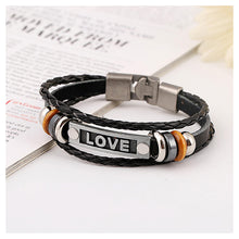 Load image into Gallery viewer, Valentine&#39;s Beaded Love Leather Bracelet