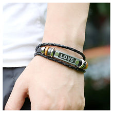Load image into Gallery viewer, Valentine&#39;s Beaded Love Leather Bracelet