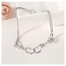 Load image into Gallery viewer, 925 Sterling Silver Valentine Heart Bracelet with White Austrian Element Crystal