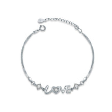 Load image into Gallery viewer, 925 Sterling Silver Love Bracelet with White Austrian Element Crystal