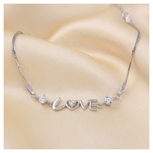 925 Sterling Silver Love Bracelet with White Austrian Element Crystal