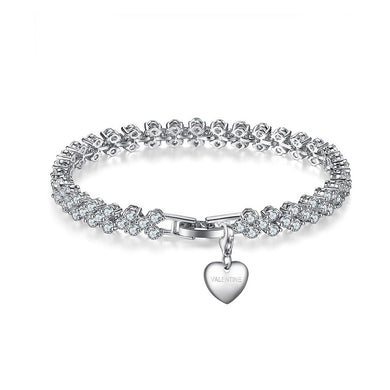 Bright Valentine's Heart Bracelet with White Austrian Element Crystal