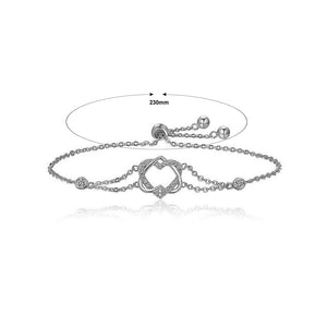 925 Sterling Silver Valentine Heart Bracelet with White Austrian Element Crystal