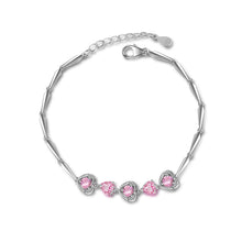 Load image into Gallery viewer, 925 Sterling Silver Valentine&#39;s Heart Bracelet with Pink Austrian Element Crystal