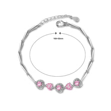 Load image into Gallery viewer, 925 Sterling Silver Valentine&#39;s Heart Bracelet with Pink Austrian Element Crystal