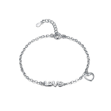925 Sterling Silver Valentine Heart Love Bracelet